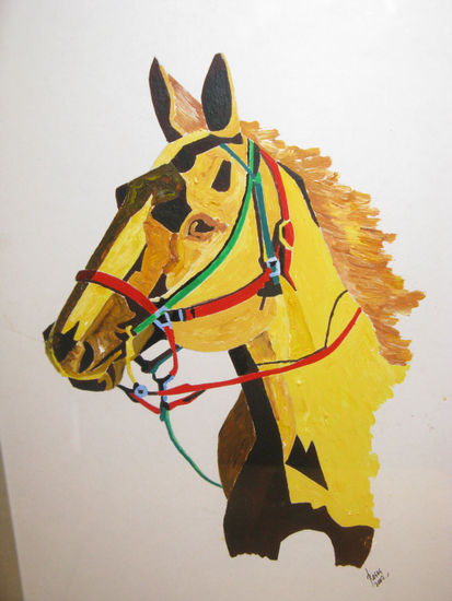 caballo amarillo Acrílico Otros Animales