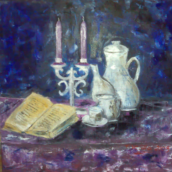 bodegon azul Oil Canvas Still Life Paintings