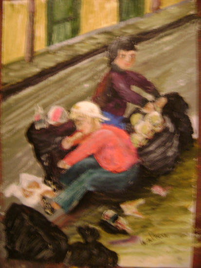 niños de la calle Oil Canvas Others