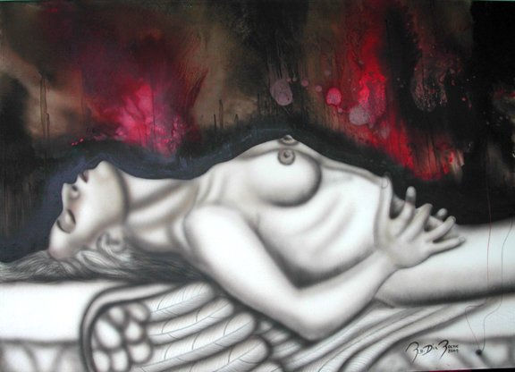 Angel del Infierno VI Mixed media Canvas Nude Paintings