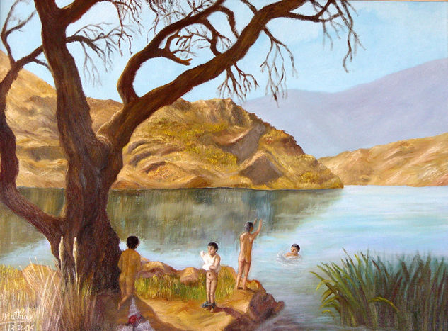 Bañistas Oil Canvas Landscaping