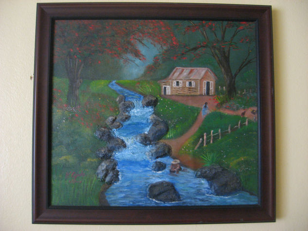 De pezca Mixed media Canvas Landscaping