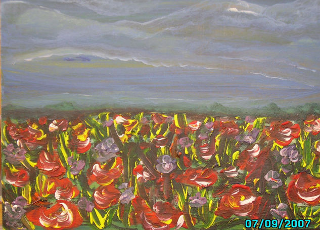 flores lilas Oil Canvas Landscaping