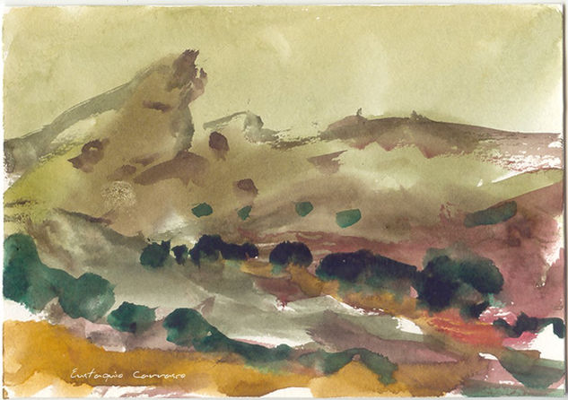 Monte quebrazo y árboles Watercolour Card Landscaping