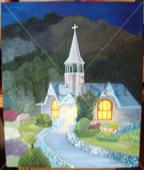 La Iglesia de Noche Oil Canvas Landscaping