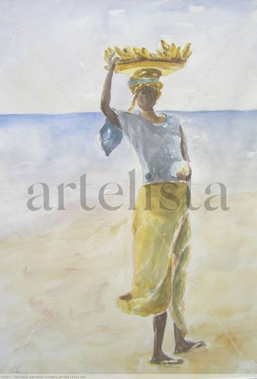 LA PECERA Watercolour Paper Figure Painting