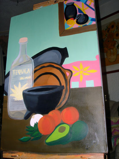 BODEGON MEXICANO "PREPARANDOME PARA COCINAR" Oil Canvas Still Life Paintings