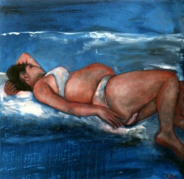 La espera y el mar Óleo Lienzo Desnudos