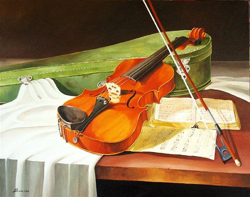 VIOLIN Acrylic Canvas Still Life Paintings