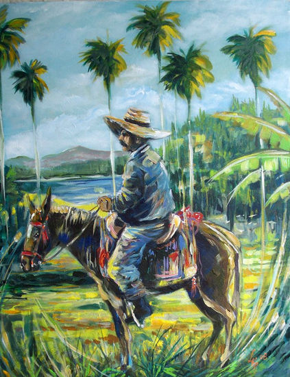 Mi burro y yo. Acrylic Textile Landscaping