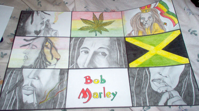 Bob Marley Pencil (coloured) Paper Others