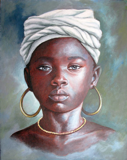 Niña de raza negra 2 Acrylic Canvas Portrait