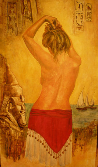 El Sueño de Nefertari Oil Panel Figure Painting