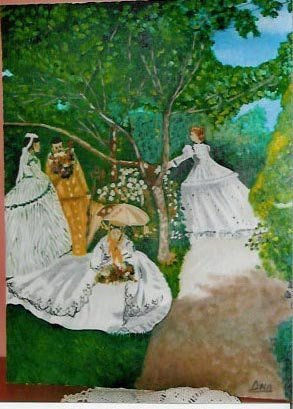 damas en el jardin