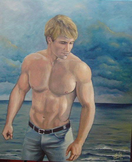 Eloy en la playa Oil Canvas Landscaping