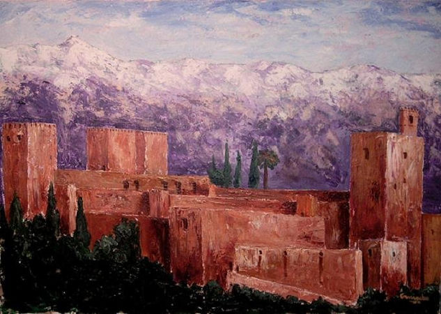 ANTIGUA ALCAZABA (ALHAMBRA - GRANADA ) Acrílico Lienzo Paisaje