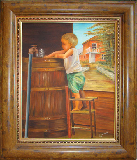 Niño Rebolledo jugando Oil Canvas Figure Painting