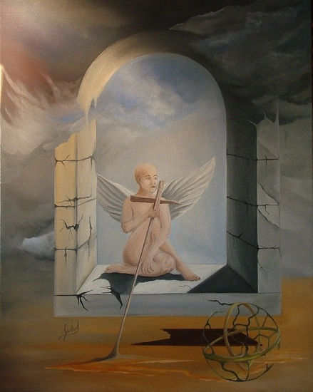 DÁ DEUS ASAS/God gives wings Oil Canvas Figure Painting