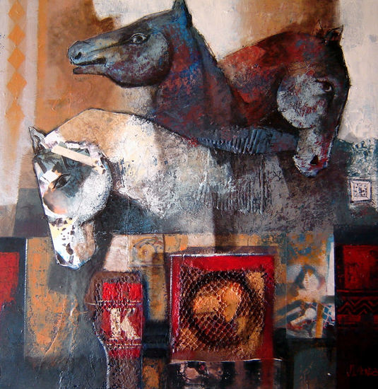 Caballo Azul Mixed media Canvas Animals