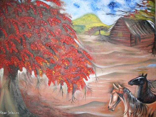 FLANBOYAN Y CABALLOS... Oil Canvas Landscaping