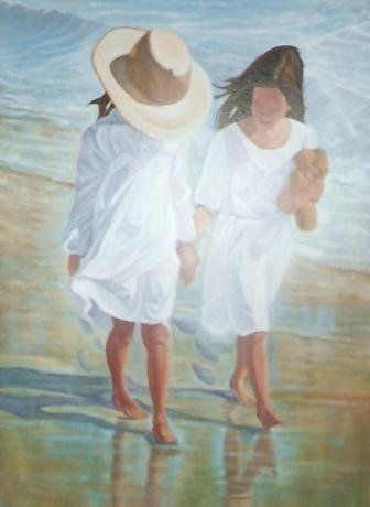 NIÑAS EN LA PLAYA.