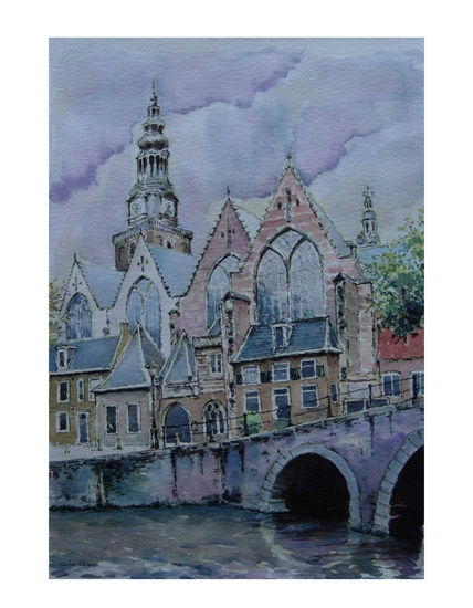 Catedral Vieja de Ámsterdam Watercolour Paper Landscaping