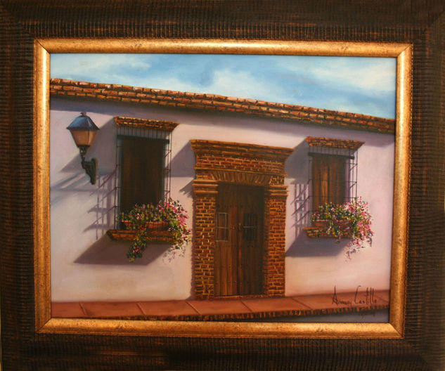 Casa de la cuidad Colonial de Santo Domingo Óleo Lienzo Paisaje