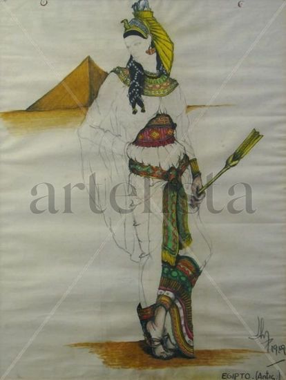 serie trajes EGIPTO Oil Paper Figure Painting