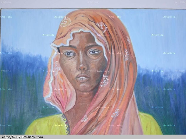 MUJER SOMALIE Óleo Papel Retrato