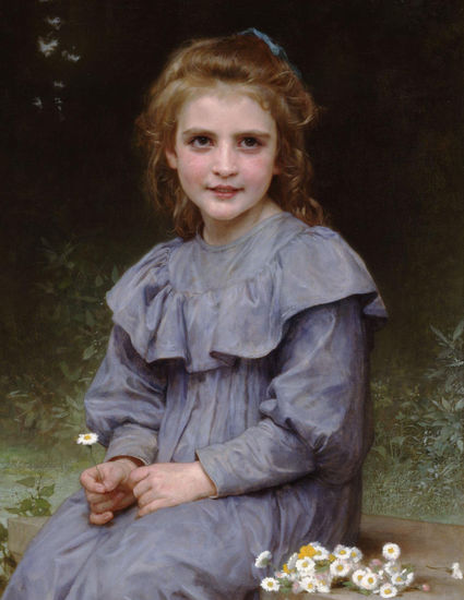 Daisies Copia de Bouguereau Oil Canvas Portrait