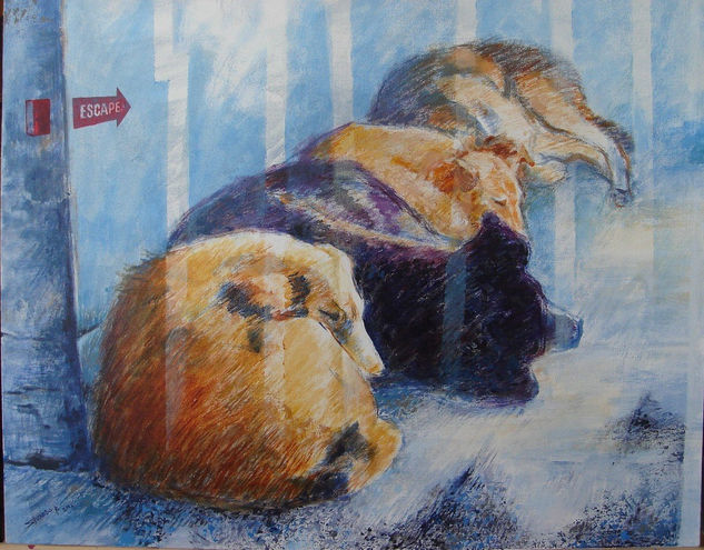 Los Perros de Angelmó Oil Canvas Animals