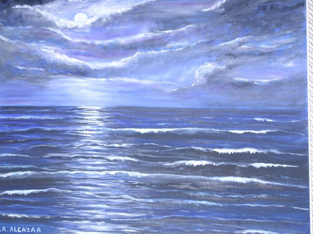 NOCTURNO Oil Panel Marine Painting