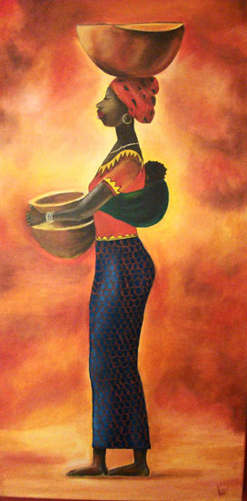 Africana Oil Canvas Figure Painting