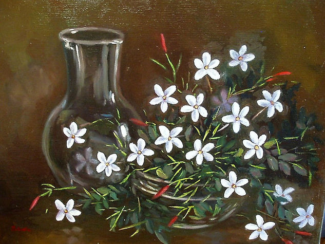 Jazmín en Cristal Oil Canvas Floral Painting