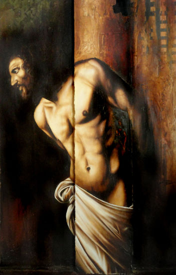 Cristo de Caravaggio- Homenaje Óleo Tabla Desnudos