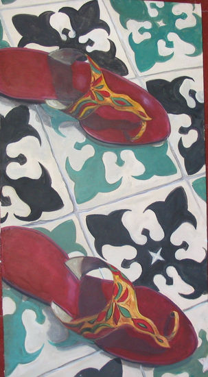 sandalias rojas Oil Canvas Still Life Paintings