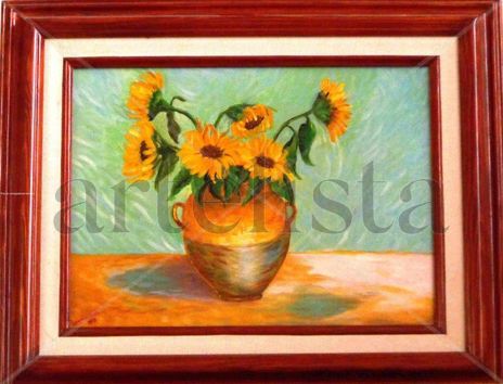 Jarròn con girasoles