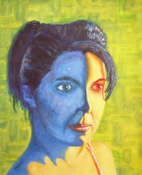 Retrato en Azul y Ocre