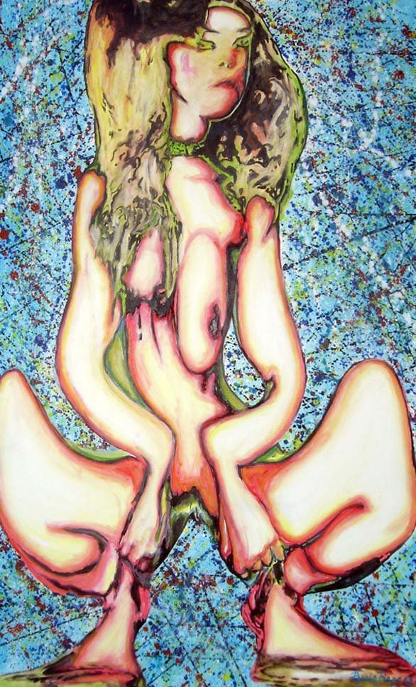 MULHER LIQUEFEITA SOBRE DRIP PAINTING