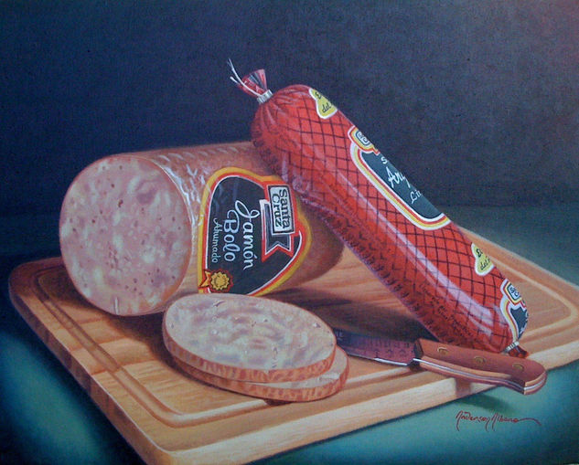 STILL LIFE WITH SAUSAGES / \\ Bodegon de embutidos Oil Canvas Still Life Paintings