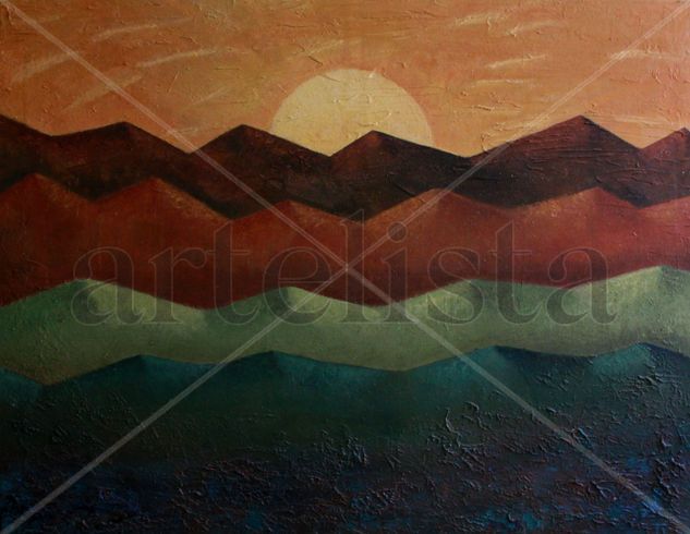 Atardecer andino Oil Canvas Others