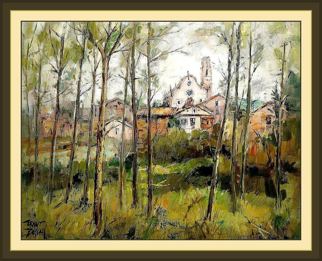 PUEBLO ENTRE ARBOLES-SANT BOI DE LLUSANES Oil Canvas Landscaping