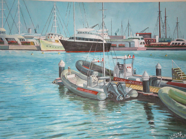 LANCHAS COPA AMERICA Oil Panel Marine Painting