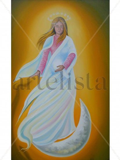 la virgen y el dragon Oil Canvas Figure Painting