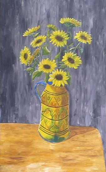 Los Girasoles. Acrylic Panel Floral Painting