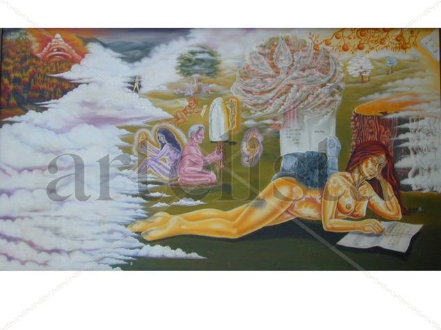 infierno y paraiso Oil Canvas Figure Painting