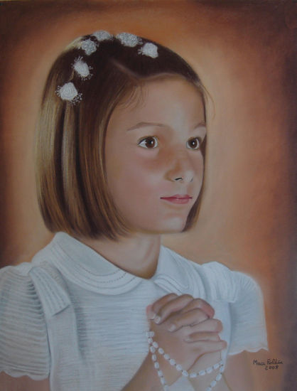 Niña de Comunión Pastel Paper Portrait