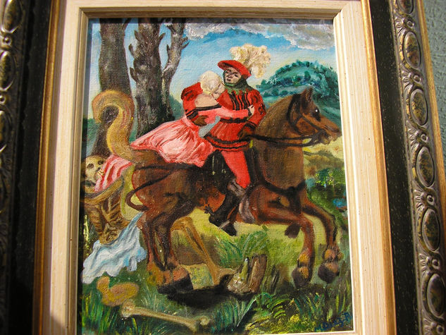 Alegoría, Caballero salvando a una dama de las garras de la muerte. 