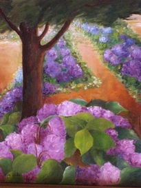 Hortensias y árbol