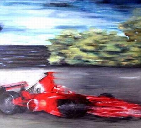 Ferrari en acción Oil Canvas Sports